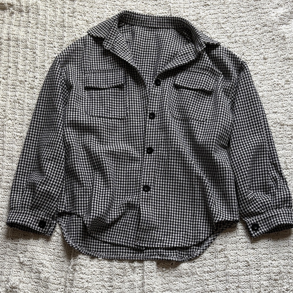 Checkered Black and White Button-Up Shirt